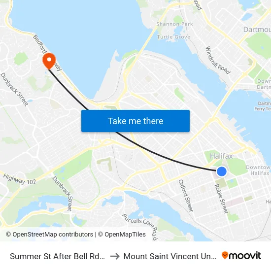 Summer St After Bell Rd (8363) to Mount Saint Vincent University map