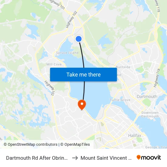 Dartmouth Rd After Obrine St (6554) to Mount Saint Vincent University map