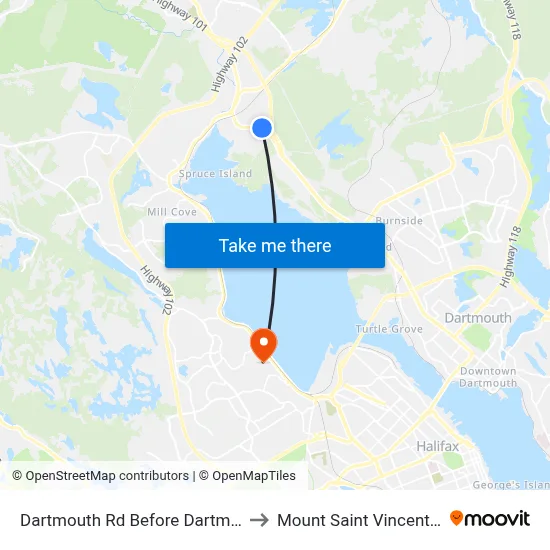 Dartmouth Rd Before Dartmoor Cr (6555) to Mount Saint Vincent University map