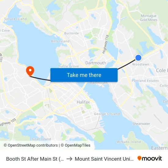 Booth St After Main St (6306) to Mount Saint Vincent University map