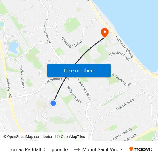 Thomas Raddall Dr Opposite Civic 210 (9087) to Mount Saint Vincent University map
