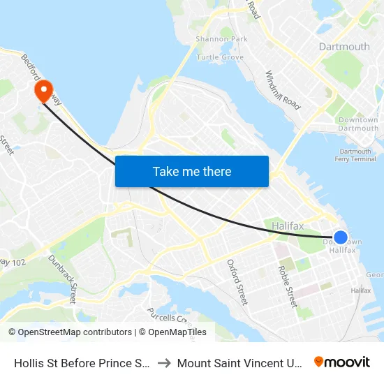 Hollis St Before Prince St (8822) to Mount Saint Vincent University map