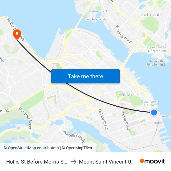 Hollis St Before Morris St (8825) to Mount Saint Vincent University map