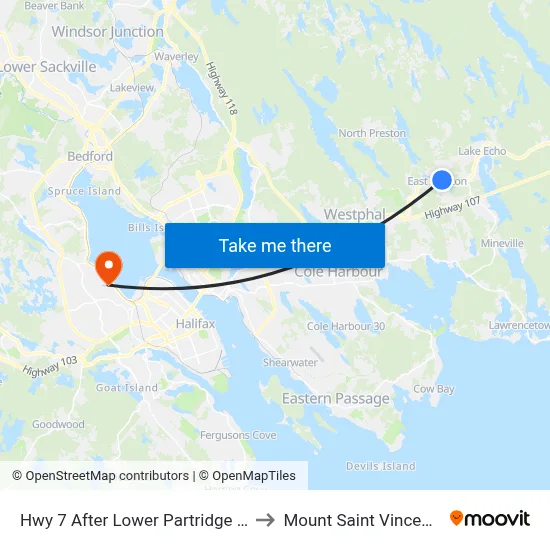 Hwy 7 After Lower Partridge River Rd (8773) to Mount Saint Vincent University map