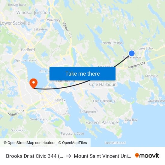 Brooks Dr at Civic 344 (8771) to Mount Saint Vincent University map