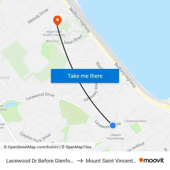 Lacewood Dr Before Glenforest Dr (7083) to Mount Saint Vincent University map