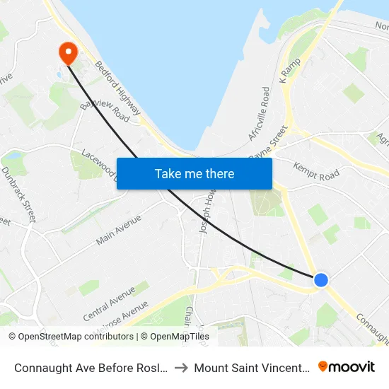 Connaught Ave Before Roslyn Rd (6498) to Mount Saint Vincent University map