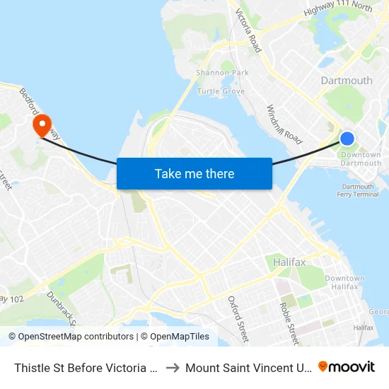 Thistle St Before Victoria Rd (8393) to Mount Saint Vincent University map
