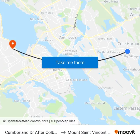 Cumberland Dr After Colby Dr (6541) to Mount Saint Vincent University map