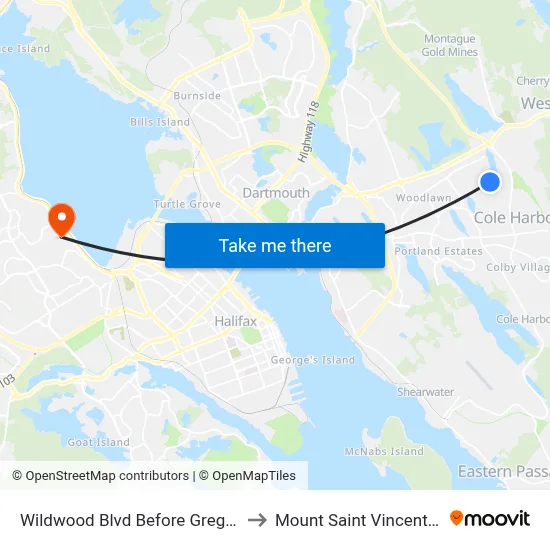 Wildwood Blvd Before Gregory Dr (8487) to Mount Saint Vincent University map