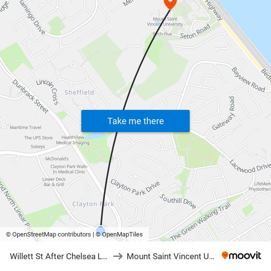 Willett St After Chelsea Ln (8489) to Mount Saint Vincent University map
