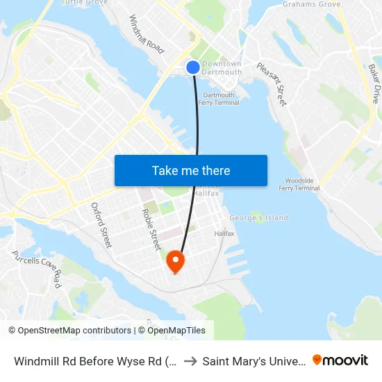 Windmill Rd Before Wyse Rd (7196) to Saint Mary's University map