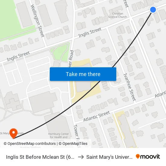 Inglis St Before Mclean St (6566) to Saint Mary's University map