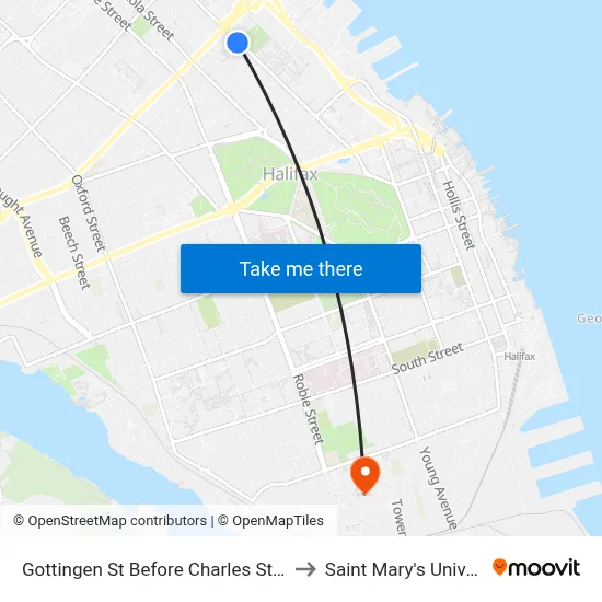 Gottingen St Before Charles St (2327) to Saint Mary's University map