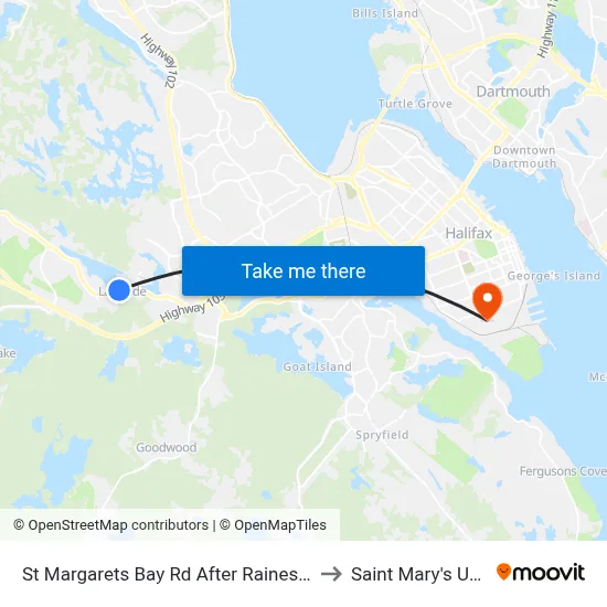 St Margarets Bay Rd After Raines Mill Rd (2328) to Saint Mary's University map
