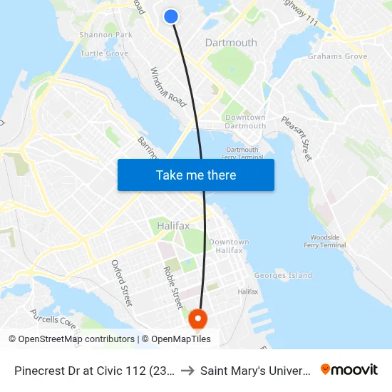 Pinecrest Dr at Civic 112 (2329) to Saint Mary's University map