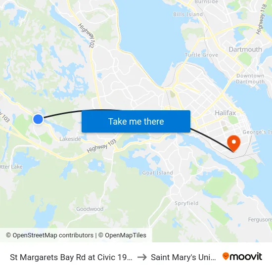 St Margarets Bay Rd at Civic 1917 (2330) to Saint Mary's University map