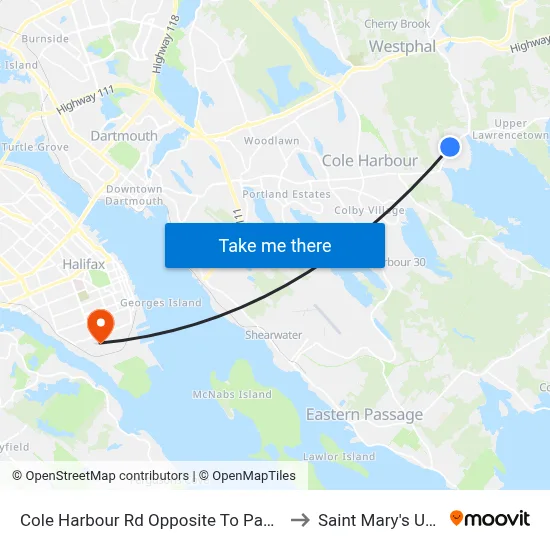 Cole Harbour Rd Opposite To Pacific Ave (2342) to Saint Mary's University map