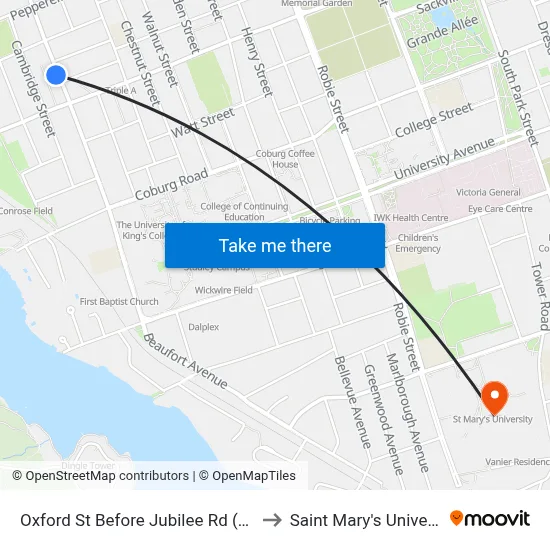 Oxford St Before Jubilee Rd (2308) to Saint Mary's University map