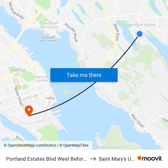 Portland Estates Blvd West Before Civic 64 (8064) to Saint Mary's University map