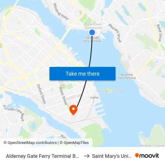 Alderney Gate Ferry Terminal Bay 3 (6064) to Saint Mary's University map
