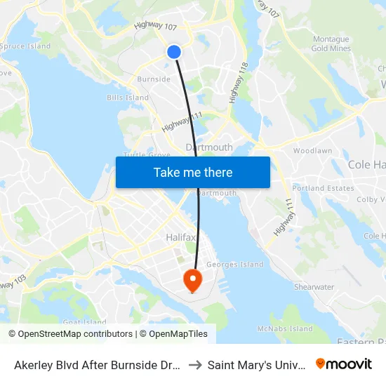 Akerley Blvd After Burnside Dr (2360) to Saint Mary's University map