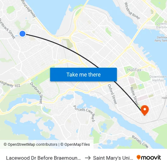 Lacewood Dr Before Braemount Dr (2361) to Saint Mary's University map