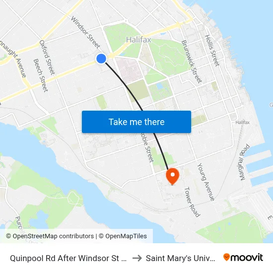 Quinpool Rd After Windsor St (2364) to Saint Mary's University map