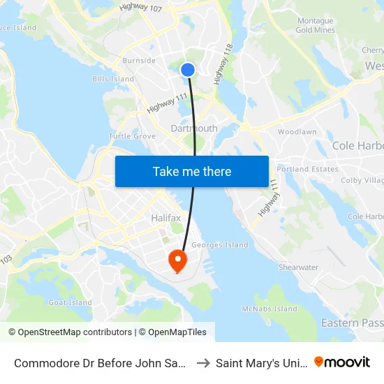 Commodore Dr Before John Savage (2366) to Saint Mary's University map