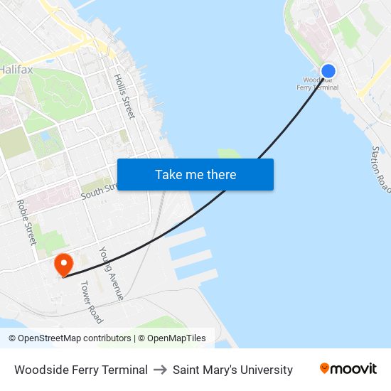 Woodside Ferry Terminal to Saint Mary's University map