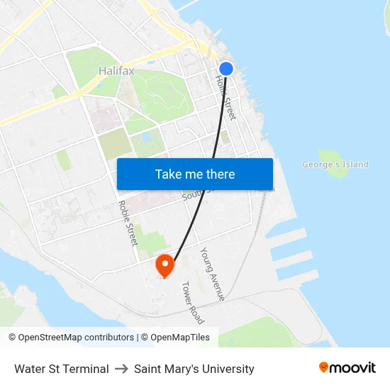 Water St Terminal to Saint Mary's University map