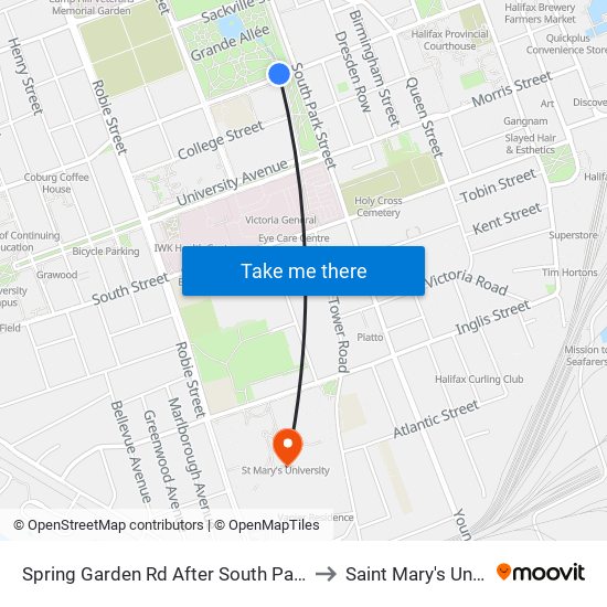 Spring Garden Rd After South Park St (8322) to Saint Mary's University map