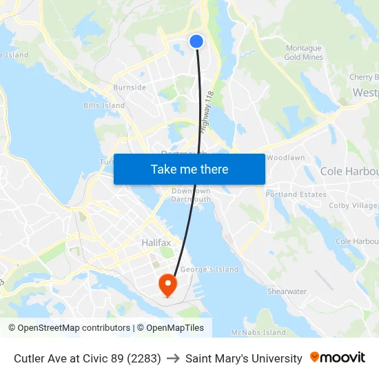 Cutler Ave at Civic 89 (2283) to Saint Mary's University map