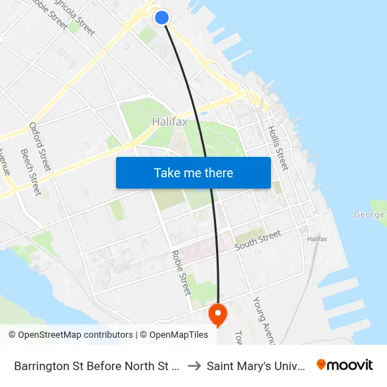 Barrington St Before North St (2021) to Saint Mary's University map