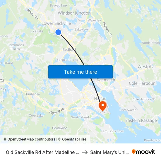 Old Sackville Rd After Madeline Ave (2041) to Saint Mary's University map