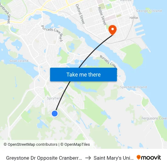 Greystone Dr Opposite Cranberry Ct (6795) to Saint Mary's University map