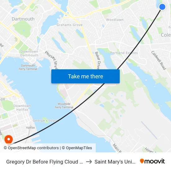 Gregory Dr Before Flying Cloud Dr (6793) to Saint Mary's University map