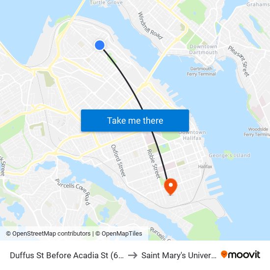 Duffus St Before Acadia St (6584) to Saint Mary's University map