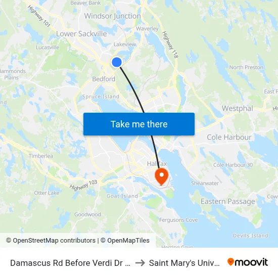 Damascus Rd Before Verdi Dr (8200) to Saint Mary's University map