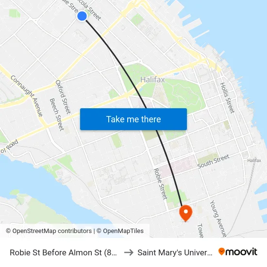 Robie St Before Almon St (8201) to Saint Mary's University map