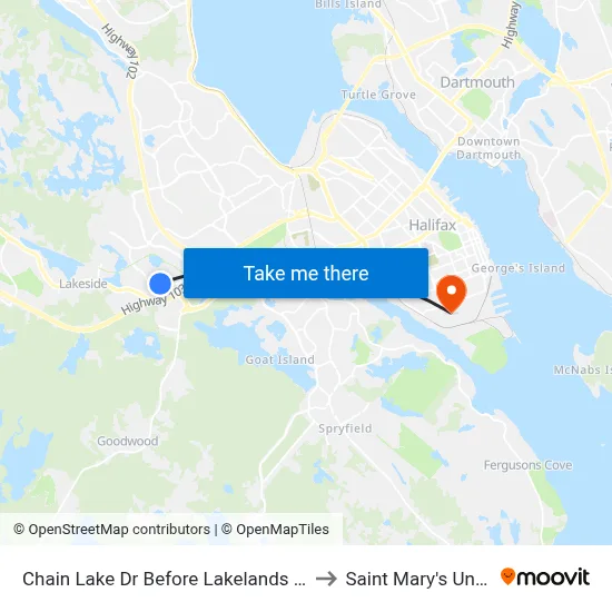 Chain Lake Dr Before Lakelands Blvd (6379) to Saint Mary's University map