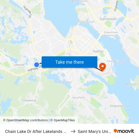 Chain Lake Dr After Lakelands Blvd (6375) to Saint Mary's University map