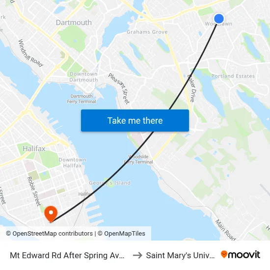 Mt Edward Rd After Spring Ave (7268) to Saint Mary's University map