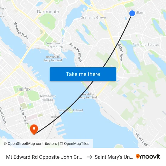 Mt Edward Rd Opposite John Cross Dr (7260) to Saint Mary's University map