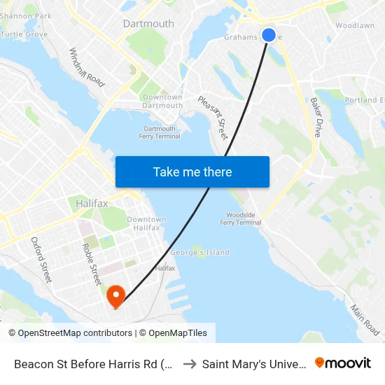 Beacon St Before Harris Rd (6205) to Saint Mary's University map