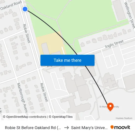 Robie St Before Oakland Rd (6202) to Saint Mary's University map