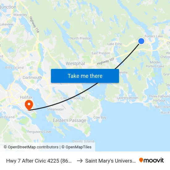 Hwy 7 After Civic 4225 (8687) to Saint Mary's University map