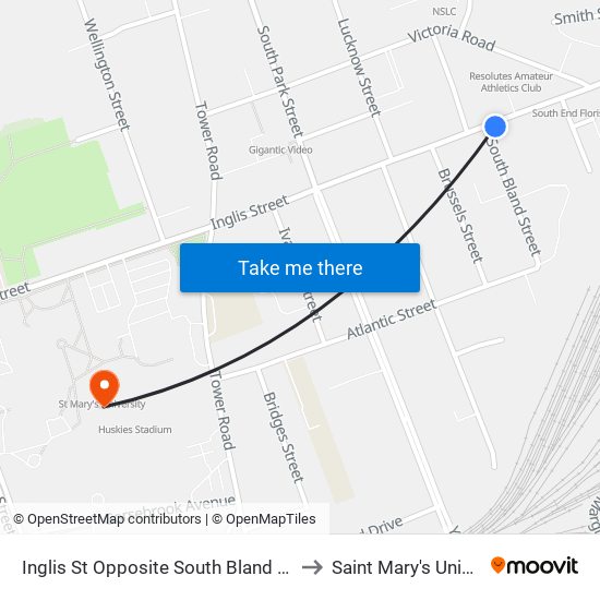 Inglis St Opposite South Bland St (6972) to Saint Mary's University map