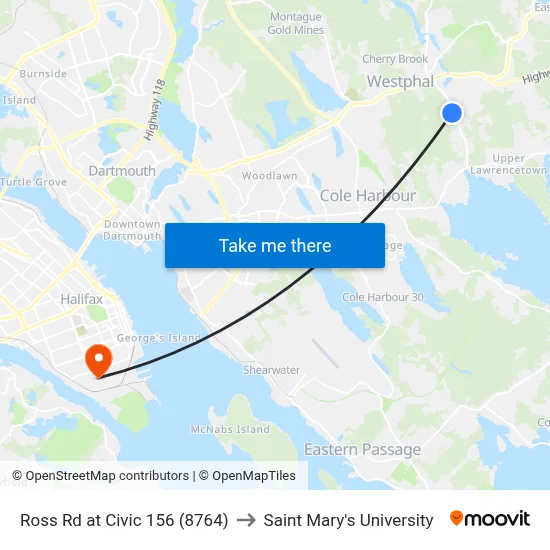 Ross Rd at Civic 156 (8764) to Saint Mary's University map