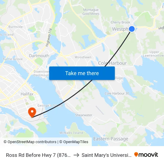 Ross Rd Before Hwy 7 (8766) to Saint Mary's University map